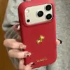 Caballo Dorado Pequeño Adecuado para Funda de Teléfono Apple 17 Pro Max, Textura de Cuero, Color Sólido, Caballo Dorado Mini Funda de Año Nuevo iPhone 16 15