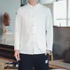 Nueva Camisa de Lino Estilo Chino Ropa para Hombre Estilo Chino Elemento Chino Talla Grande Abrigo Algodón y Lino Hebilla Túnica Dao Ropa Han