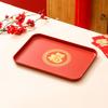 Prato Festivo de Casamento Bandeja de Casamento Prato Redondo Vermelho Prato de Chá e Doces para Noiva Plástico Quadrado Chinês Prato de Frutas Secas