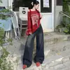26 jeans retro estilo americano azules, nueva colección otoño/invierno, de cintura alta, pierna recta, corte holgado, pantalones de pierna ancha lavados para mujer, disponibles para dropshipping