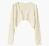 Cardigan Top de Malha Original Floral de Manga Longa Elástico com Proteção UV para Mulheres, Camisa Leve de Verão para Ar Condicionado, Jaqueta Curta, Branco