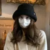 Elegante Chapéu de Aba Estilo Francês para Mulheres, Outono e Inverno, Versátil, de Alta Qualidade, Estilo Aristocrático, Emagrecimento Facial, Chapéu Bucket Chique