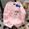 Sudadera Creativa Americana Vibe Estilo K Lindo Perezoso Cuello Redondo para Mujer Otoño e Invierno Linda Tie-Dye Azul Hello Kitty