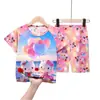 Pijamas de Verano 2026 para Niños Mayores, Ropa de Casa de Manga Corta y Pantalones Cortos, Ropa de Niña de Dibujos Animados Frozen, Estilo Lindo Delgado