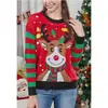 Amazon Suéter de Natal Feio Feminino Padrão de Alce Floco de Neve Árvore Suéter Tricotado Fofo Pulôver Suéter de Feriado