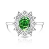 Anel de Pedra Preciosa Colorida Corte Flor de Gelo Ovo de Pombo para Mulheres, Venda Quente no TikTok, Anel de Diamante de Carbono Alto Super Brilhante para Transmissão ao Vivo e Dropshipping