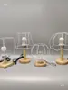 Kit de Materiales DIY para Set de Lámpara de Mesa Tejida Hecha a Mano, Lámpara de Madera Maciza, Marco de Hierro Metálico, Accesorios para Base de Lámpara de Mesa de Cuadrícula de Abuela