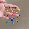 Pendientes de Hilo de Pescar con Borlas de Flor Dopamina de Verano para Mujer Pendientes Estilo Vacaciones de Verano en la Costa Pendientes de Atmósfera Dulce