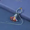 Llavero Anillo Nudo de Diamante Borla de Algodón de Xizang Colgante de Cuerda de Cinco Colores Pulsera Artesanal DIY Joyería