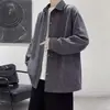 Camisa de chaqueta para hombre, estilo coreano, moderna, casual, talla grande, corte holgado, para primavera y otoño, camisa de manga larga, top para hombre