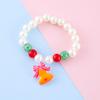 Pulsera de cuentas de imitación de perlas navideñas para niños transfronteriza Calcetines navideños Hombre viejo Alce Copo de nieve Joyería hecha a mano Lote