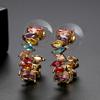 Pendientes Jinse de circonita de color europea y americana, cobre con incrustaciones de circonita, pendientes en forma de C, nueva tendencia transfronteriza, joyería para la oreja para mujer, fabricantes