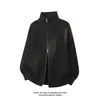 Jaqueta Cardigan de Tricô Listrado Masculina Outono Inverno Top Estilo Old Money de Alto Padrão Gola Alta Zíper Duplo Suéter Atacado