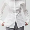 Camisa de Otoño e Invierno Nueva, Simple, Versátil, con Hombrera, Corte A, Ceñida a la Cintura para Mujer con Sentido del Diseño, Elegante y a la Moda para Viajes Transfronterizos 2025