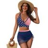 Vestido de Baño Transparente Sexy de Nylon con Escote en V, Estilo Europeo y Americano, Transfronterizo, para Vacaciones en la Playa, Traje de Baño de Dos Piezas Transpirable de Secado Rápido para Mujer