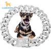 En stock Collar de Perro con Diamantes Collar de Gato Cadena Cubana Full Diamante Joyería para Mascotas Venta al por Mayor Amazon Temu Explosiones Transfronterizas