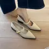 Zapatos Mary Jane Chuyuji sin cordones, punta fina, tacón grueso, corte bajo y una sola tira, zapatos de una sola tira de corte bajo de estilo francés para el trabajo.