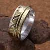Anillo de plata de ley S925 al por mayor de fábrica con pluma de cobre Simple Tendencia Masculina Moda Coreana Anillo dedo índice individual