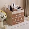 Caja de Almacenamiento de Cosméticos Estilo Crema, Tocador, Productos para el Cuidado de la Piel, Estante de Joyería tipo Cajón a Prueba de Polvo de Cuero de Alta Gama