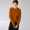 Top Básico de Punto Trenzado 100% Cachemir con Cuello Redondo Casual de Color Sólido para Temperamento, Viajes al Trabajo, Calidez