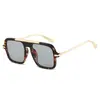 Gafas de sol retro europeas y americanas de doble puente y montura cuadrada para hombre y mujer, lentes de protección solar con patillas metálicas de moda, venta al por mayor transfronteriza
