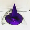 Chapéu de Halloween Crianças Adulto Festa Fantasia Flor Rosa Rede Chapéu de Bruxa Adereços de Cosplay