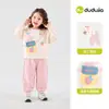 Dududu Home Conjunto Infantil Masculino Outono Duas Peças Meninas 2026 Nova Roupa Infantil Roupa de Bebê Top e Calça
