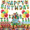 Fábrica en stock Bandera de tirar de Mario Party Globo Inserto para pastel Plato de servir Servilleta Mantel Decoración de fiesta de cumpleaños