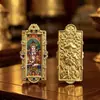 Exquisita Dorado Doble Cara Thangka Gahu Ocho Grandes Protectores Talismán Colgante de Buda Portátil