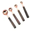 Juego de Tazas y Cucharas Medidoras Juego de Cucharas y Tazas Medidoras de Madera de Nogal Juego de Ocho Piezas de Cucharas Medidoras Doradas Rosadas Herramientas para Hornear