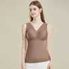 Chaleco Térmico Sin Costuras Otoño e Invierno Cuello en V Control de Abdomen Moldeador Corporal con Almohadillas en el Pecho No Necesita Sujetador Protección contra el Frío Temperatura Constante Capa Interior Capa Base Camisa