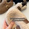 Outono e inverno quentes ~ Chinelos de lã de cordeiro com sola macia e calçados de lã Lefu Bean para uso externo F101923