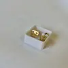 Aretes Mini Gota de Aceite Dorados de Acero de Titanio en Caja Aretes Sencillos de Tornillo Cuatro Hojas Pendientes de Marca Grande