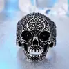 Steel Warrior Joias Europeias e Americanas Atacado Anel Masculino de Caveira Esculpida em Aço Titânio Anel de Dedo Exagerado Personalidade