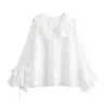 Para Exportação Transfronteiriça Atacado de Roupas Femininas Novo Conjunto Casual Camisa Camada Folha de Lótus + Shorts Estilo Balão