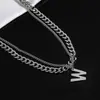 Collar Letra W para Hombre, Estilo Hip-Hop de Nicho de Lujo Ligero, Nueva Cadena de Suéter Clavicular de Moda, Estilo Pareja para Mujer