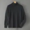 Suéter de Lã 100% Pura com Gola Alta para Homens, Suéter de Cashmere Solto de Manga Longa para Outono e Inverno, Camada de Base Tricotada Grossa para Jovens