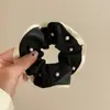 Laço de Cabelo Fofo Primavera e Verão Scrunchie Preto Acessório de Cabelo Corda de Cabelo Ornamento de Cabelo Elegante de Alta Qualidade Estilo Francês Laço de Cabelo Elegante