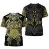 Comercio transfronterizo europeo y americano de eBay Camiseta de cuello redondo con estampado digital 3D de tótem triangular misterioso de Halloween