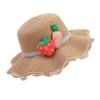 Nuevo sombrero de paja para niños de verano, sombrero de cubo ondulado, ocio al aire libre, transpirable, para viajes, bebé, fresa, rábano, sombrero de playa