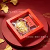 Pingente de Ovelha da Sorte para o Ano da Ovelha, Corrente para Celular com Folha de Ouro, Chaveiro de Bolsa, Enfeite de Carro com Fio Vermelho, Brinde Promocional