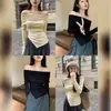 Camiseta Sexy de Manga Larga con Cuello de Una Línea Hombros Descubiertos para Chica Atractiva, Top para Mujer con Efecto Adelgazante, Estilo Pura Pasión, Camiseta Básica, Una Pieza, Envío Directo