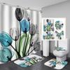 Cortina de Ducha para Baño Amazon Morado Floral Estampado Digital Poliéster Impermeable Serie de Flores Directo del Fabricante