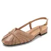 Sandalias Romanas de Verano para Mujer, de Cuña Gruesa Hueca, Transpirables, de Punta Cerrada, Zapatos de Moda de Malla Hueca para Combinar con Faldas MS3030-1
