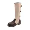 Hebilla de cinturón de diseño único, botas altas retro para mujer, nuevo modelo 2026, botas de montar de tacón grueso por encima de la rodilla, botas vaqueras western