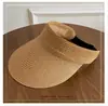 Nuevo Sombrero de Sol de Primavera para Mujer, Sombrero con Visera Grande para Viajes al Aire Libre, Sombrero de Sol Plegable con Parte Superior Vacía, Sombrero de Paja para Playa