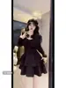 [Cielo Estrellado de Amante] Talla Grande Diseño mm Corte Cut Out Plisado Asimétrico Look Adelgazante Traje de Camiseta de Manga Larga