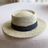 Chapéu de Palha Hollow Jazz Grama Salgada Chapéu de Palha Feminino Aba Reta Chapéu Raso Guarda-Sol de Praia Chapéu de Viagem Moda Retro Viagem