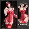 Lencería Erótica de Encaje Dorado Calado, Vestido de Borlas de Deseo Puro con Abertura en la Entrepierna, Tentación Sensual de Alta Gama para Mujeres Jóvenes