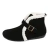 26 Zapatos de Algodón para el Hogar de Invierno para Mujer, Botines Casuales Cortos, Botas de Nieve Calientes Forradas de Felpa, Suela Plana con Hebilla, Zapatos de Piel de Corte Medio